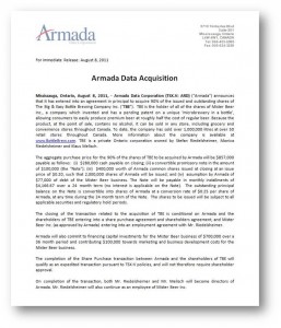 Armada Data Acquisition Press Release - August-8-11
