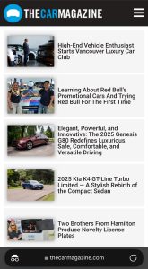 The Car Magazine website, mobile version on IOS.